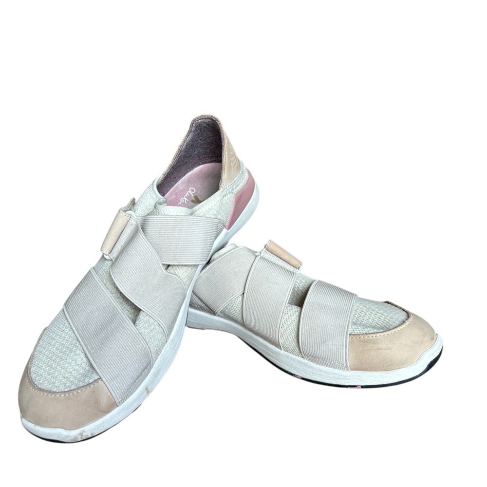 Olukai Mikilua Kako’o Women's Beige Pink Leather Slip On Strap Sneakers Size 10 - Picture 2 of 9